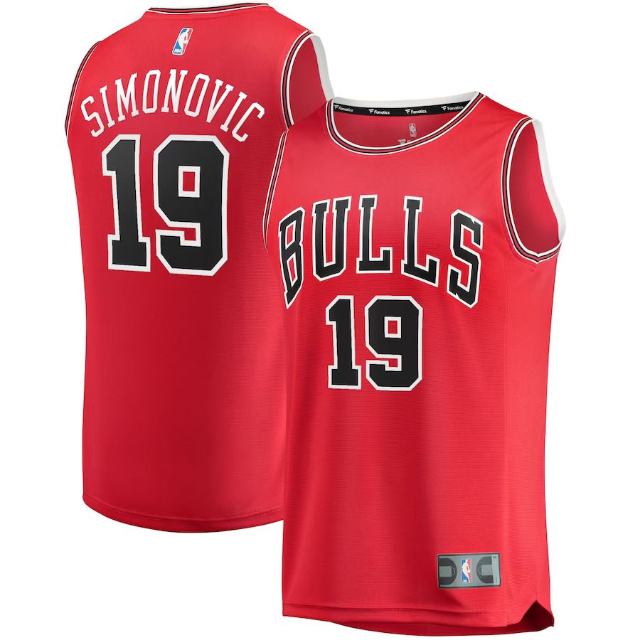 Men Chicago Bulls #19 Marko Simonovic Fanatics Branded Red Fast Break Replica NBA Jersey